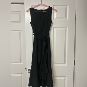 Calvin Klein V Neck Wrap Tie Midi Dress